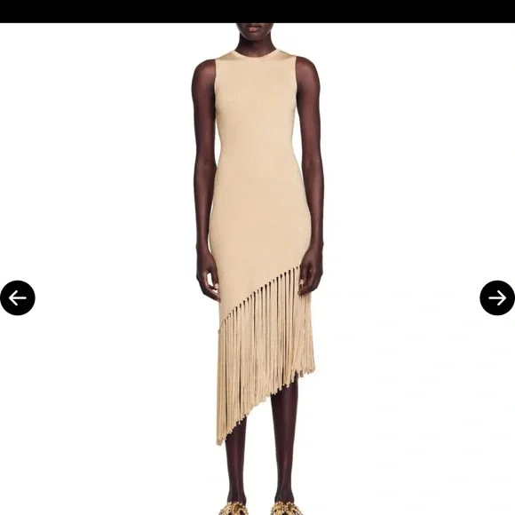 Sandro Metallic Knit Sleeveless dress in gold - Picture 5 of 5